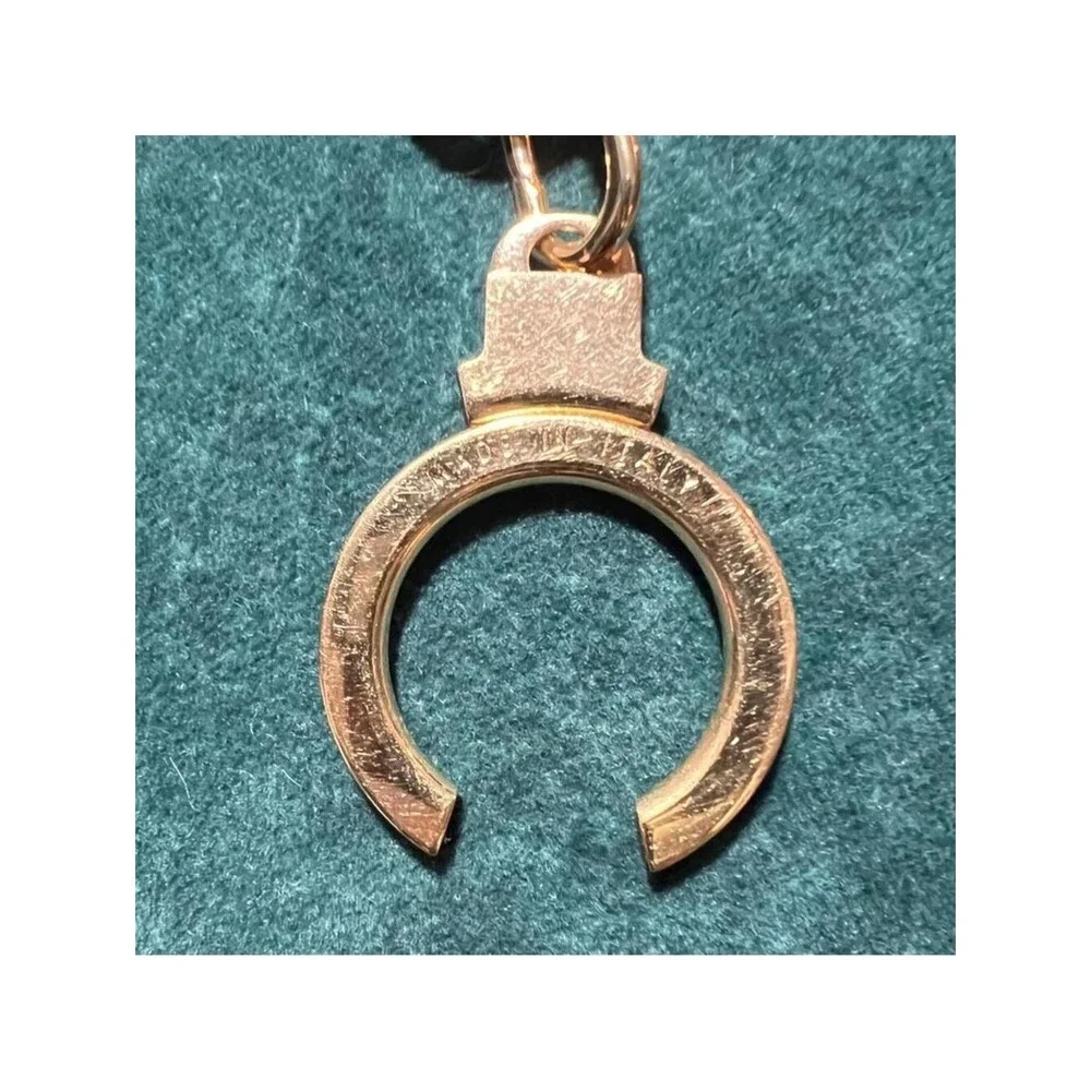 Louis Vuitton gold Bag Charm Keychain Made in Italy Carabiner Ring Slide EC